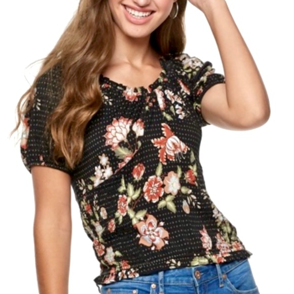 Smocked Floral Top American Rag Sunday Brunch Size Medium - Picture 1 of 11